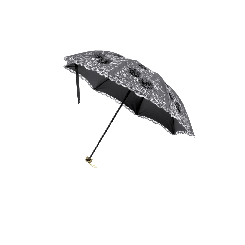 Dark in Love - Lolita Elegant Embroidered DoubleLayer Folding Parasol - Black